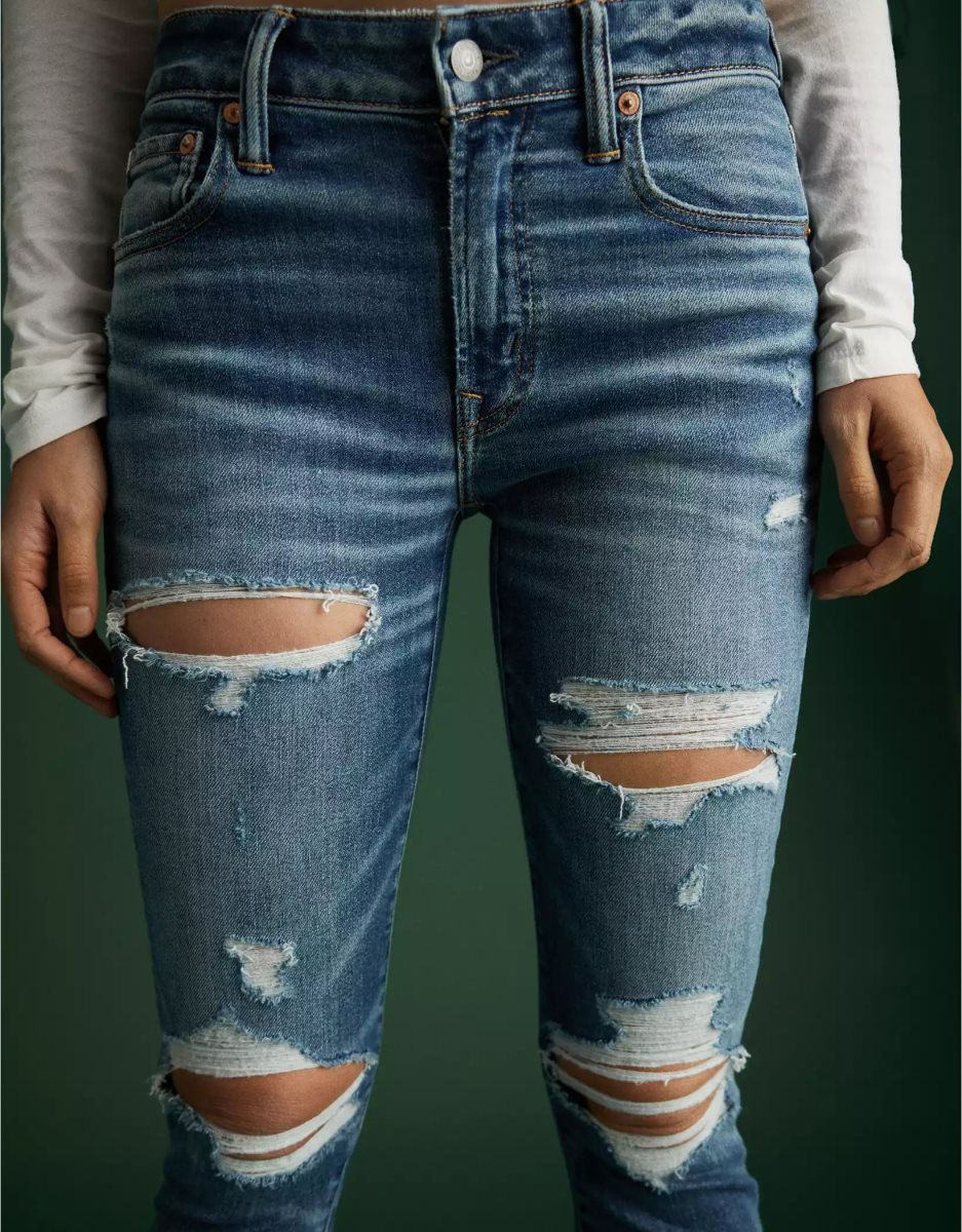 Jeans American Eagle Mujer En Oferta - AE77 High-Waisted Jegging Azules  Claro