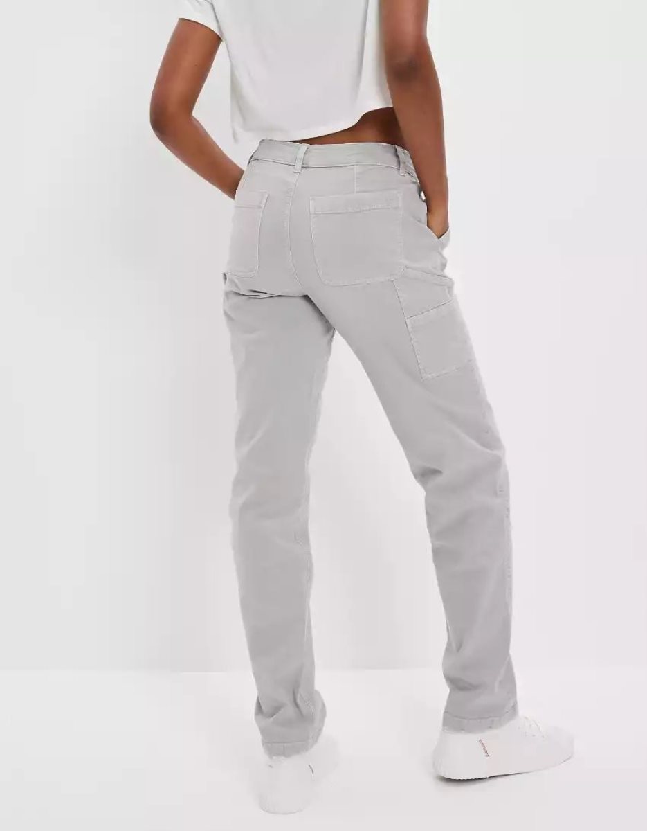 Jeans American Eagle Mujer Baratos - AE Stretch High-Waisted Directo Leg  Carpenter Pant Grises